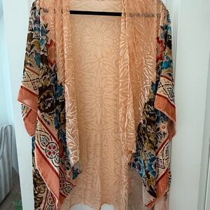 Anthropologie Floral Velvet Kimono OS